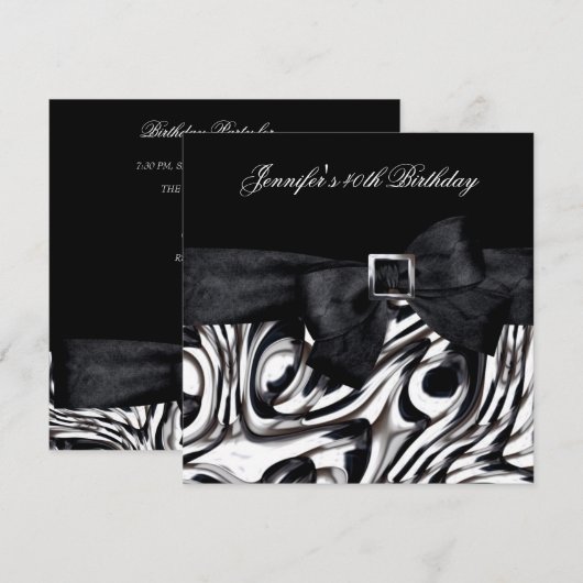 40e verjaardag Black White Abstract Bow Kaart (Voorkant / Achterkant)