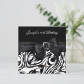 40e verjaardag Black White Abstract Bow Kaart (Staand voorkant)