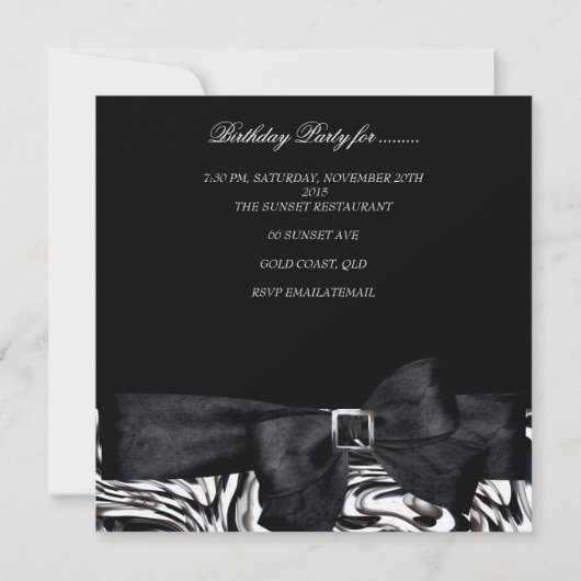 40e verjaardag Black White Abstract Bow Kaart (Achterkant)