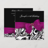 40e verjaardag Black White Abstract Roze Bow Kaart (Voorkant / Achterkant)