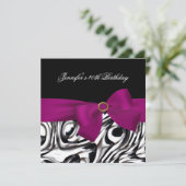 40e verjaardag Black White Abstract Roze Bow Kaart (Staand voorkant)
