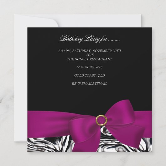 40e verjaardag Black White Abstract Roze Bow Kaart (Achterkant)