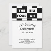 40e verjaardag Black White Checkered Pattern Kaart (Voorkant)