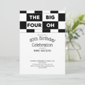 40e verjaardag Black White Checkered Pattern Kaart (Staand voorkant)