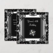 40e verjaardag Black White Crystal Pearl Kaart (Voorkant / Achterkant)