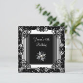 40e verjaardag Black White Crystal Pearl Kaart (Staand voorkant)