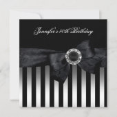 40e verjaardag Black White Stripe Diamond Kaart (Voorkant)