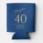 40e verjaardag Blauw Goud Foto Sjabloon Blikjeskoeler (Voorkant)