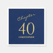 40e verjaardag Blauw Goud Hoofdstuk 40 Servet (Voorkant)