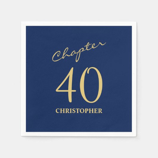 40e verjaardag Blauw Goud Hoofdstuk 40 Servet (Voorkant)