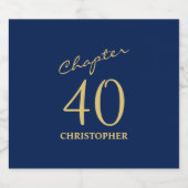40e verjaardag Blauw Goud Hoofdstuk 40 Sparkling Wijnetiket (Enkel label)