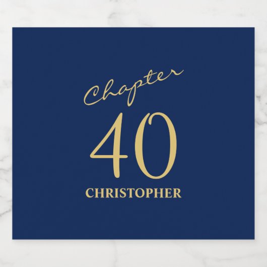 40e verjaardag Blauw Goud Hoofdstuk 40 Sparkling Wijnetiket (Enkel label)