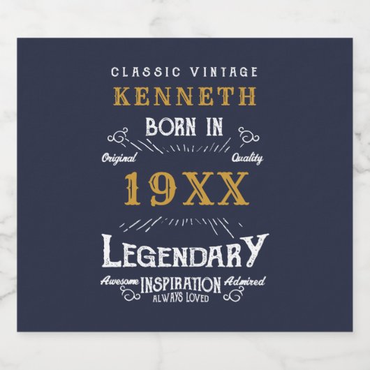 40e Verjaardag blauw Goud Naam toevoegen Jaar Bier Etiket (Enkel label)