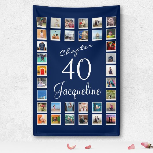 40e verjaardag Blauw Spandoek