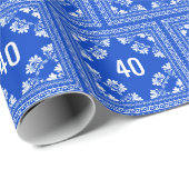 40e verjaardag Blauwe Bandana Cadeaupapier (Rol Hoek)