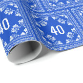 40e verjaardag Blauwe Bandana Cadeaupapier (Rol Hoek)