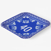 40e verjaardag Blauwe Bandana Papieren Bordje (Gebogen)