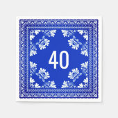 40e verjaardag Blauwe Bandana Servet (Voorkant)