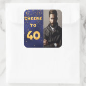 40e verjaardag blauwe goudkaas 40 man vierkante sticker (Tas)