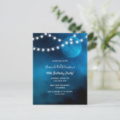40e verjaardag blauwe maan lichtsnaren uitnodiging (Staand voorkant)