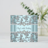 40e verjaardag Blauwgroen Blauwe Pearl Silver Kaart (Staand voorkant)