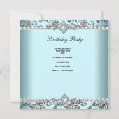 40e verjaardag Blauwgroen Blauwe Pearl Silver Kaart (Achterkant)