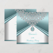 40e verjaardag Blauwgroen blauwe witte diamanten Kaart (Voorkant / Achterkant)