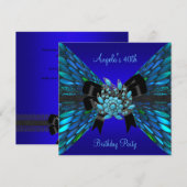 40e verjaardag Blauwgroen Royal Blue Bow Jewel Kaart (Voorkant / Achterkant)