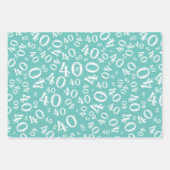 40e verjaardag Blauwgroen & wit nummerpatroon 40 Inpakpapier Vel (Voorkant 2)