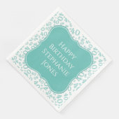 40e Verjaardag Blauwgroen/Witte Beugel Getal Patro Servet (Hoek)