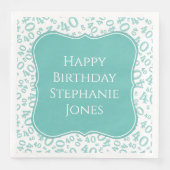 40e Verjaardag Blauwgroen/Witte Beugel Getal Patro Servet (Voorkant)