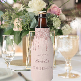 40e verjaardag bloedig roos goud glitter druppelt  flesjeskoeler