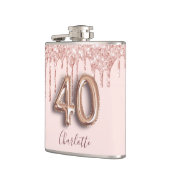 40e verjaardag bloedig roos goud glitter druppelt  heupfles (Links)