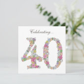 40e verjaardag Bloemen nummer 40 Aangepaste uitnod Kaart (Staand voorkant)