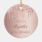 40e verjaardag blozen roze gouden glitters druppel keramisch ornament (Voorkant)