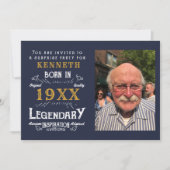 40e verjaardag  Blue Gold Add Name Year Kaart (Voorkant)