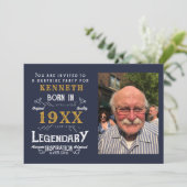 40e verjaardag  Blue Gold Add Name Year Kaart (Staand voorkant)