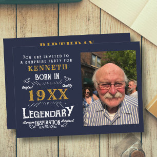 40e verjaardag Blue Gold Add Name Year Kaart