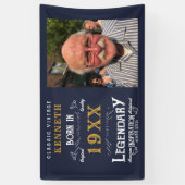 40e verjaardag Blue Gold Add Name Year Spandoek (Verticaal)