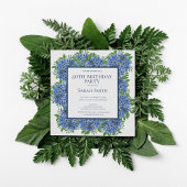 40e verjaardag Blue Hydrangeas Waterverf Party Inv Kaart