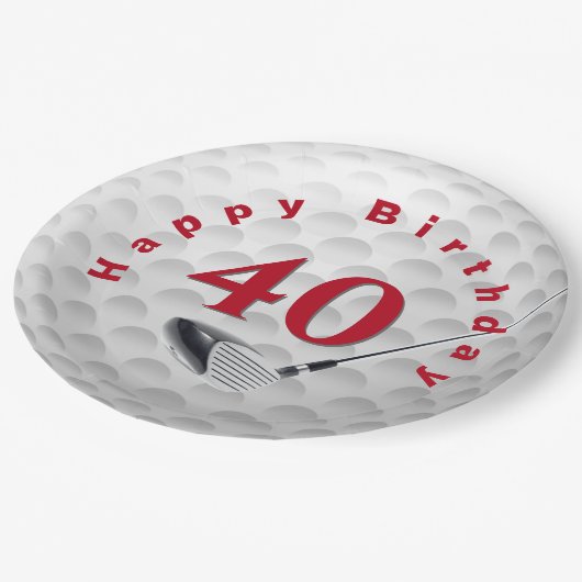 40e verjaardag Bord Golfbalpapier (Gekanteld)