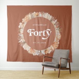 40e verjaardag botanisch pampasgras terracotta wandkleed