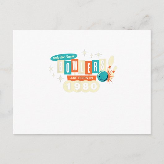 40e verjaardag Bowler Funny Bowling 1980 Retro Uitnodiging Briefkaart (Voorkant)