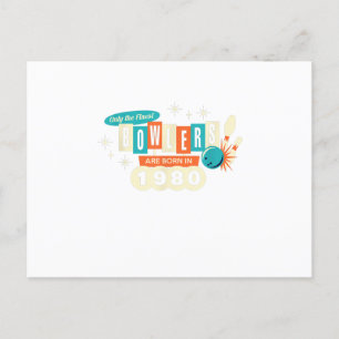 40e Verjaardag Bowler Grappig Bowling 1980 Retro Uitnodiging Briefkaart