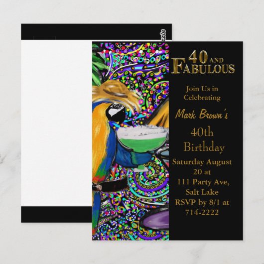 40e verjaardag  briefkaart (Voorkant / Achterkant)