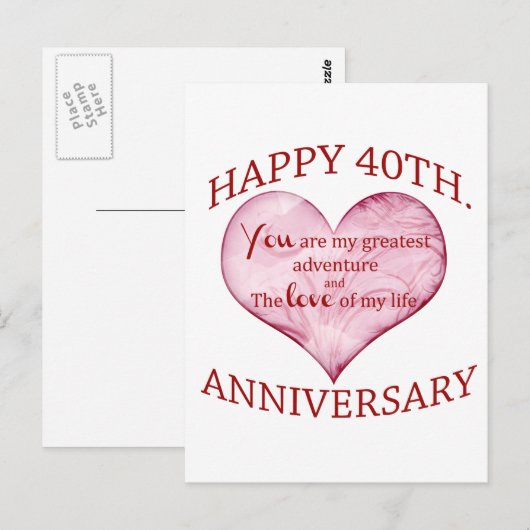 40e. Verjaardag Briefkaart (Voorkant / Achterkant)