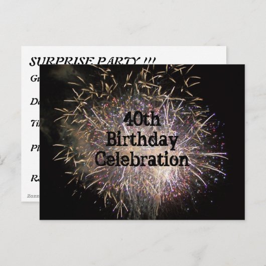 40e verjaardag Briefkaart (Voorkant / Achterkant)