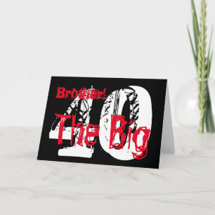 40e verjaardag, broer, rode, witte tekst op zwart. kaart