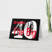 40e verjaardag, broer, rode, witte tekst op zwart. kaart (Voorkant)