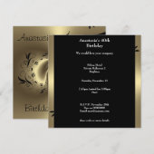 40e Verjaardag Bronzen Koffie Zwarte Bloemen Werve Kaart (Voorkant / Achterkant)